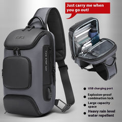 Laptop Backpack Slim Casual Daypack Single Shoulder Sling Backpack Waterproof Crossbody Urban Travel Chest with USB Charging Port